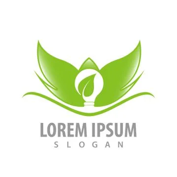 Leaf wings bulb logo concept design. Symbol graphic template element Stock Illustration
