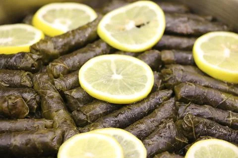 Leaf Wrap, Leaf Wrap, Vine Leaf Meal, Stuffed Meal Stock Photos