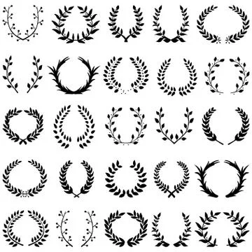 Leaf wreath 15 black Stock Illustration