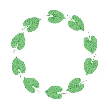Leaf wreath vector flat hand-drawn heart shape green botanical frame eco wedding Illustrazione stock