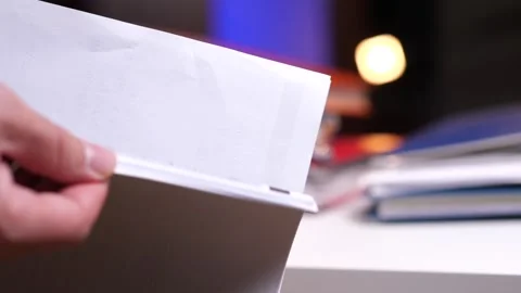 Leafing through a stack of documents. Finding the required document Video stock 271073998