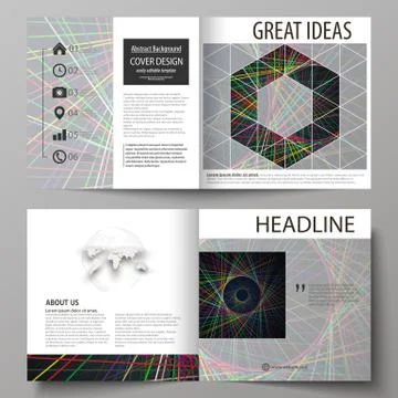 Leaflet cover, abstract vector layout. Bright color lines, colorful beautiful Illustrazione stock