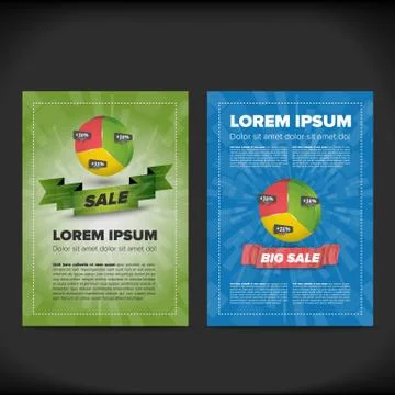 Leaflet design with chart and ribbon Stock Illustration