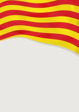 Leaflet design with flag of Catalonia. Vector template. Stock-Illustration