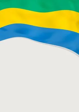 Leaflet design with flag of Gabon. Vector template. Illustration