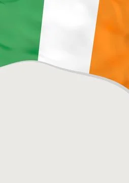 Leaflet design with flag of Ireland. Vector template. Stock-Illustration