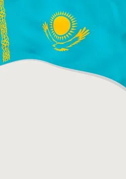 Leaflet design with flag of Kazakhstan. Vector template. Stock Illustration