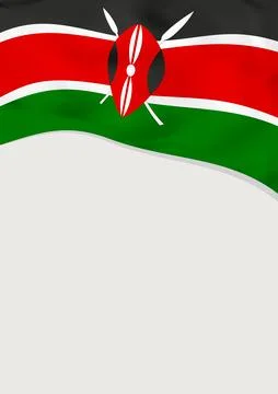 Leaflet design with flag of Kenya. Vector template. 库存插图