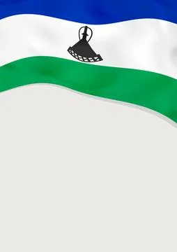 Leaflet design with flag of Lesotho. Vector template. Illustration