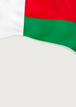 Leaflet design with flag of Madagascar. Vector template. Stock-Illustration