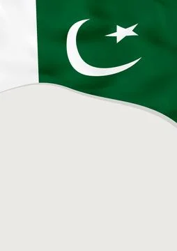 Leaflet design with flag of Pakistan. Vector template. Stock Illustration