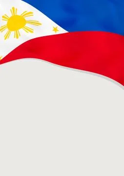 Leaflet design with flag of Philippines. Vector template. Illustrazione stock