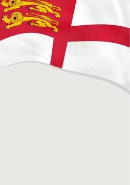 Leaflet design with flag of Sark. Vector template. Ilustración de archivo