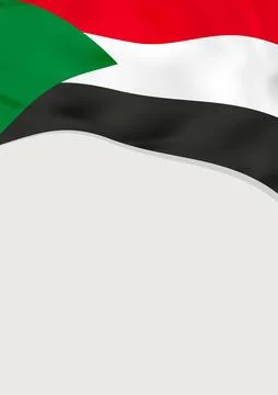 Leaflet design with flag of Sudan. Vector template. Stock-Illustration