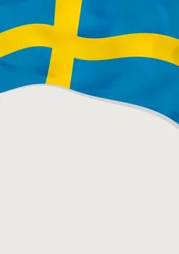 Leaflet design with flag of Sweden. Vector template. Stock-Illustration