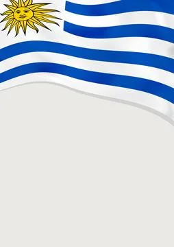 Leaflet design with flag of Uruguay. Vector template. Stock Illustration