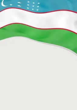 Leaflet design with flag of Uzbekistan. Vector template. Stock-Illustration