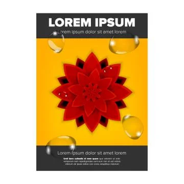 Leaflet design with red mandala flower Stock Illustration
