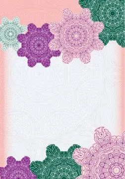 Leaflet, flyer, cover, pattern, mandala. Oriental motif. Hand painted textu.. Stock Illustration