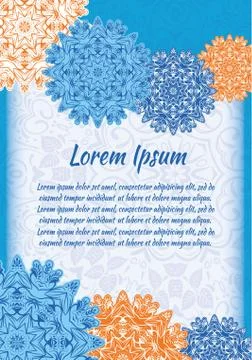 Leaflet, flyer, cover, pattern, mandala. Oriental motif Stock Illustration