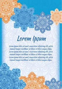 Leaflet, flyer, cover, pattern, mandala. Oriental motif Stock Illustration