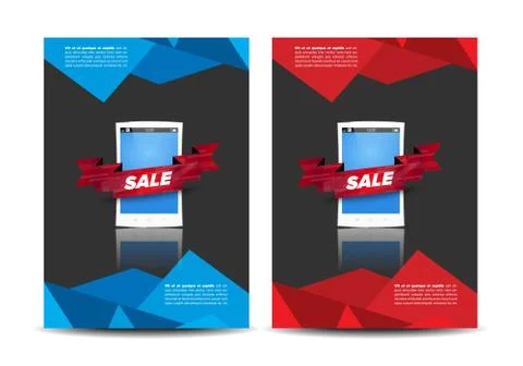 Leaflet with mobile phone template Stock Illustration