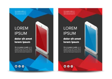 Leaflet with mobile phone template Stock Illustration