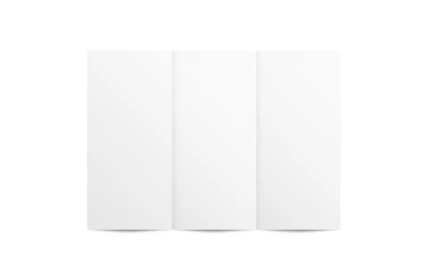 Leaflet mockup. Folded booklet on white background. Trifold paper with soft s Stock-Illustration