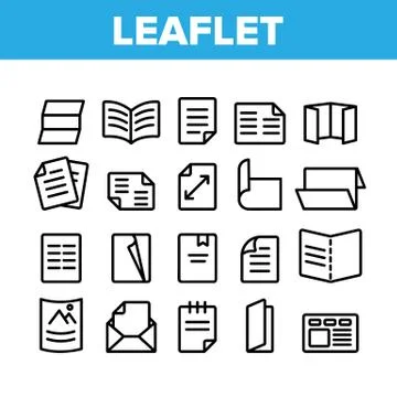 Leaflet Paper Collection Elements Icons Set Vector イラスト素材