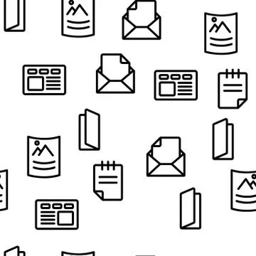 Leaflet Paper Vector Seamless Pattern Stock Illustration
