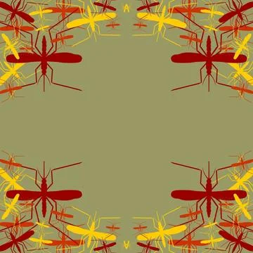 Leaflet pattern. Vector abstract background. Mosquito silhouette icons Bro... Stock Photos