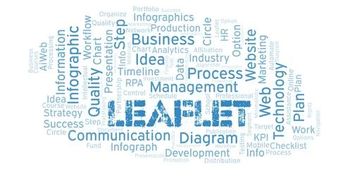 Leaflet typography word cloud create with the text only. Illustrazione stock