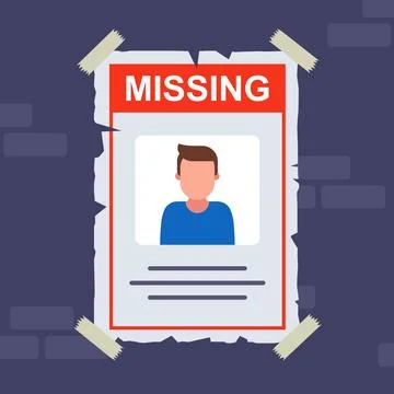 Leaflet on the wall about a missing person. Stock Illustration