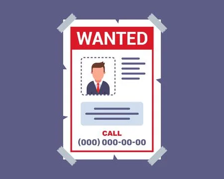 Leaflet on the wall about a missing person. Stock Illustration