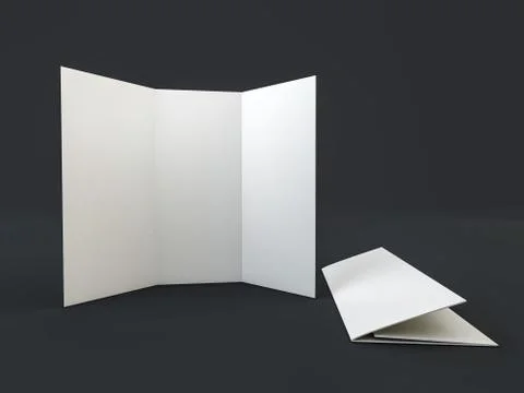Leaflet white template paper. 3D 스톡 일러스트