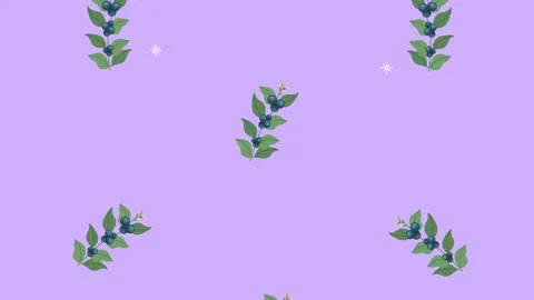 Leafs in branches pattern in lilac background Video stock 155866058