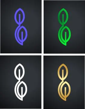Leafs flat minimalist logo design isolated on various background イラスト素材