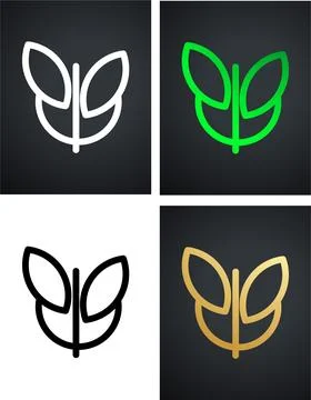 Leafs flat minimalist logo design isolated on various background イラスト素材