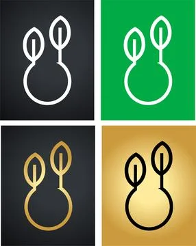 Leafs flat minimalist logo design isolated on various background イラスト素材