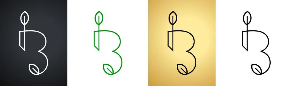 Leafs flat minimalist logo design isolated on various background イラスト素材