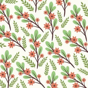 Leafs with flowers pattern Stock Illustration