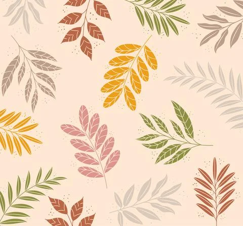 Leafs plants boho style pattern background Stock Illustration