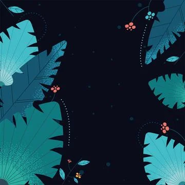 Leafs plants frame Stock Illustration