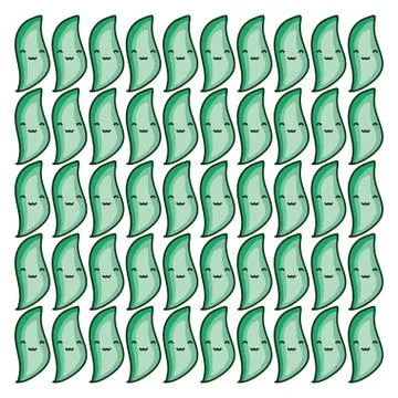 Leafs plants kawaii comic characters pattern Stock Illustration
