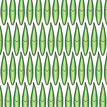 Leafs plants kawaii comic characters pattern 스톡 일러스트