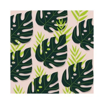 Leafs plants tropical pattern background 스톡 일러스트