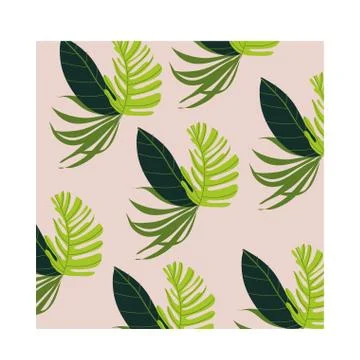 Leafs plants tropical pattern background Stock Illustration