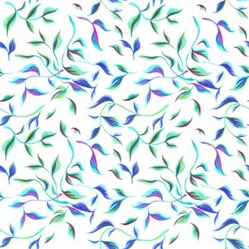 Leafs seamless pattern. Hand drawn illustration felt-tip pens isolate on whit Stock Illustration