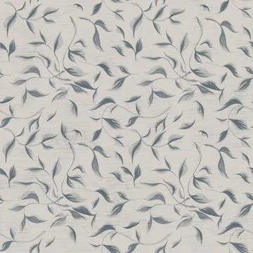 Leafs seamless pattern. Hand drawn illustration felt-tip pens isolate on gray Stock Illustration
