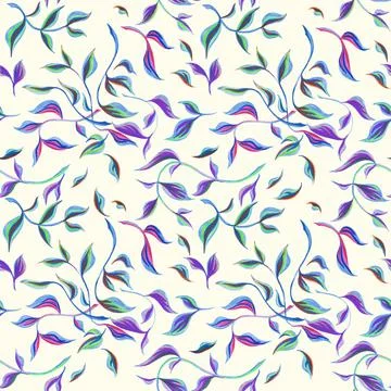 Leafs seamless pattern. Hand drawn illustration felt-tip pens isolate on whit Stock Illustration
